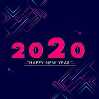 2020 Happy New Year text on abstract blue background can be used as greeting card design. vector