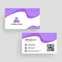 Purple and white color layout business card or visiting card design in front and back view. vector