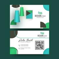 Business card for decorator, designer, architect with creative illustration. vector