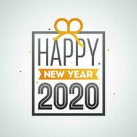 Happy New Year 2020 Text in Gift Box Shape on White Background. vector