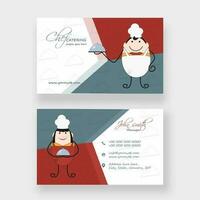Chef Catering business card or horizontal template design in front and back view. vector