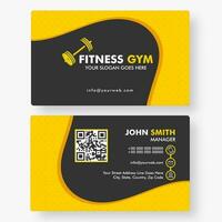 Fitness Gym horizontal template or business card design in front and back view. vector