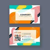 Graphic Designer Company card or visiting card design in front and back view with flat style fluid art pattern. vector