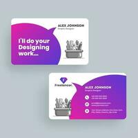 Front and back view of Business card or visiting card design for Graphic Designer. vector