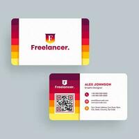 Freelancer business card or visiting card design in front and back view. vector