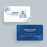 Front and back view of business card design for Android the freelancer designer. vector