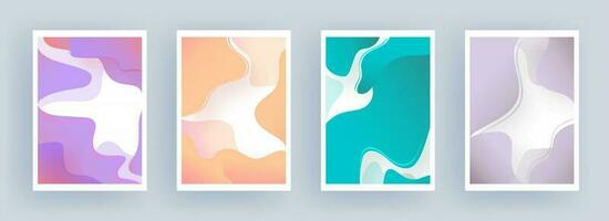 Abstract liquid flow or fluid art background in four color option. vector