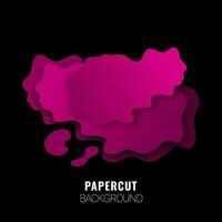 Pink paper cut fluid art abstract element on black background. vector