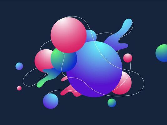 Colorful abstract ball or spheres patterns element on blue background.