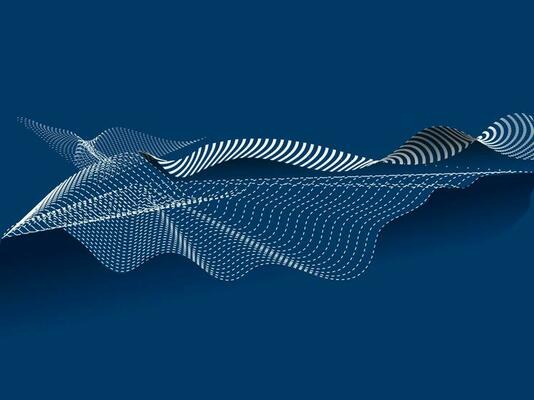 Dynamic futuristic digital flowing wave particles abstract background.