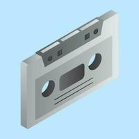 Isometric cassette element in grey color. vector