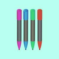 Color marker in 3d style on green background. vector