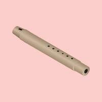 3D illustration of flute element on pink background. vector