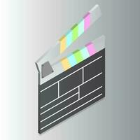 3D clapboard object on gray background. vector