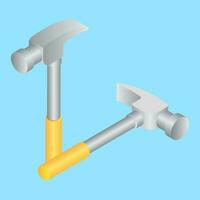 Gray and yellow hammer icon in 3d style vector