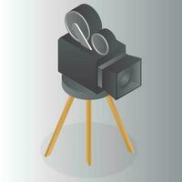 3D illustration of video camera on stool. vector