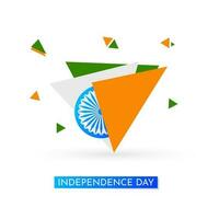 Illustration of Ashoka Wheel with triangle shapes of Indian flag color for Independence Day poster or template design. vector