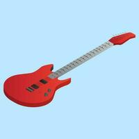 3D guitar element in red and grey color. vector