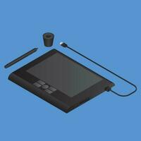 3D graphic tablet or pen tab on blue background. vector