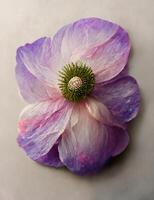 close up of a flower on a table. . photo