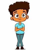 cute african girl with arms crossed vector