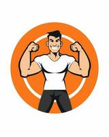 man flexing logo vector