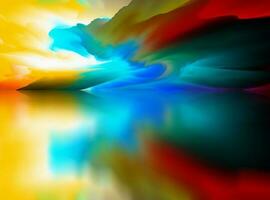 Landscape of surreal lake. Magical Abstract world. 3d illustration photo