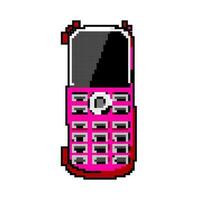 cell button phone game pixel art vector illustration