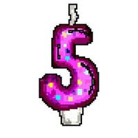 five celebration birthday number candle game pixel art vector illustration