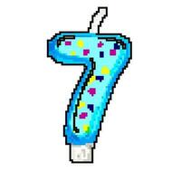 seven anniversary birthday number candle game pixel art vector illustration