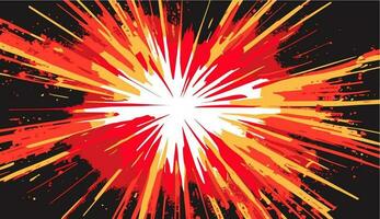 Yellow-red-black background with explosion force lines. vector