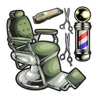 BARBER CHAIR AND BARBER ACCESSORIES vector