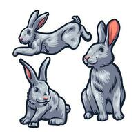 JUMPING RABBIT AND RUN RABIT vector