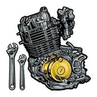 MOTORCYCLE MACHINE AND WRENCH vector