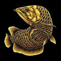 AROWANA FISH WITH GOLDEN COLOR vector