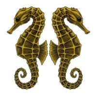 SEAHORSE GOLDEN MIRROR POSE vector