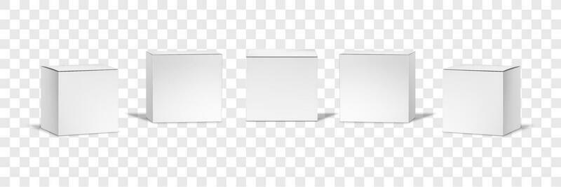 Realistic white boxes mockups set collection