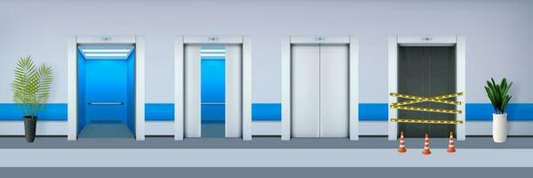 Realistic office lifts set collection vector
