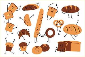Bread doodle set vector