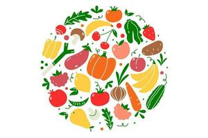 Vegan food doodle set vector