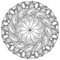 mandala with butterflies and floral motifs, meditative coloring page with fantasy patterns vector