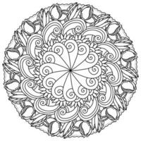 mandala with butterflies and floral motifs, meditative coloring page with fantasy patterns vector