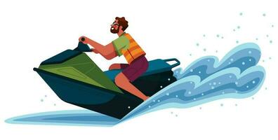 Man Riding Jet Ski on White vector