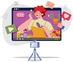 Beauty Vlogger Flat Design Concept vector