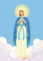 Virgin Mary Praying Vertical Background vector