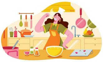 Female Chef on White vector