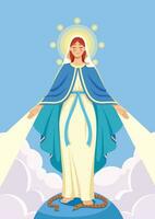 Virgin Mary Open Arms Vertical vector