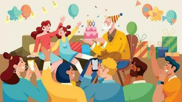 Hundred Years Old Man Birthday Party vector