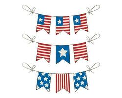 Small Flags Decoration. 4th of July Patriotic Concept. Independence Day design element vector