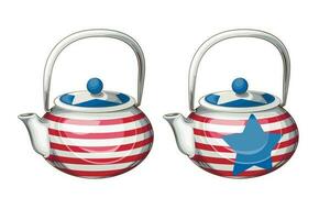 Teapot in patriotic Colors. 4th of July Patriotic Concept. Independence Day design element vector